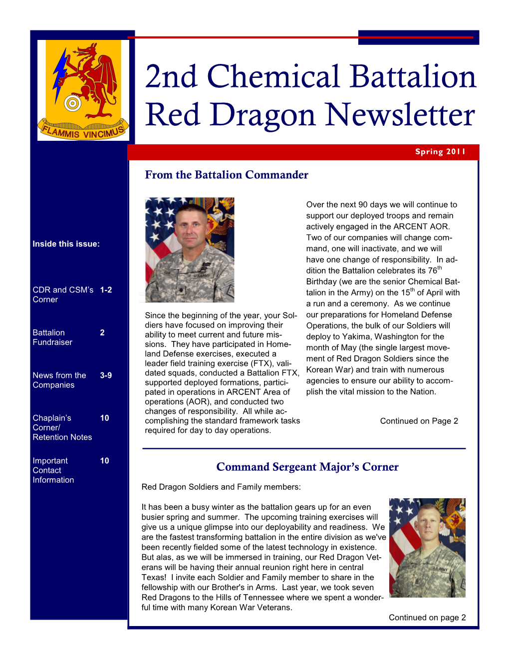 2Nd Chemical Battalion Red Dragon Newsletter