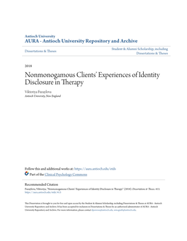 Nonmonogamous Clients' Experiences of Identity Disclosure