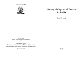 History of Organized Fascism in Serbia