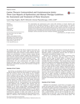 Canine Thoracic Costovertebral and Costotransverse Joints Three Case Reports of Dysfunction and Manual Therapy Guidelines for A