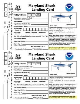 Maryland Shark Landing Card