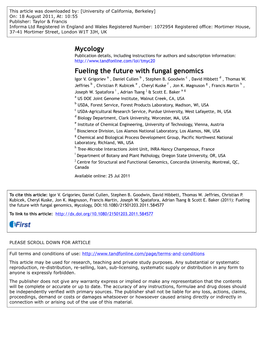 Fueling the Future with Fungal Genomics Igor V