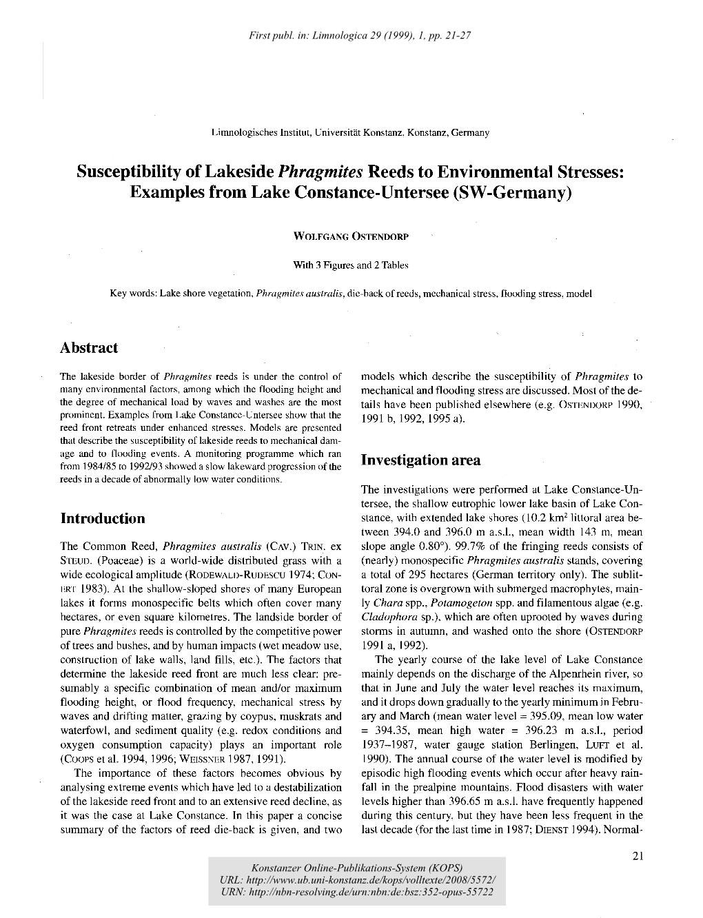 Susceptibility of Lakeside Phragmites Reeds to Environmental Stresses