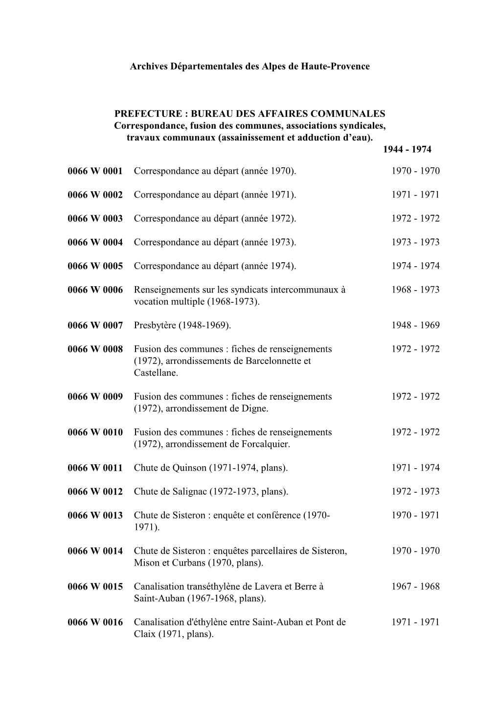 Archives Départementales Des Alpes De Haute-Provence PREFECTURE