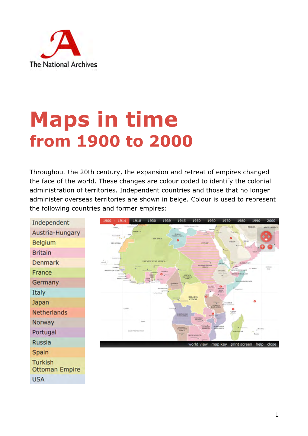 Maps in Time from 1900 to 2000