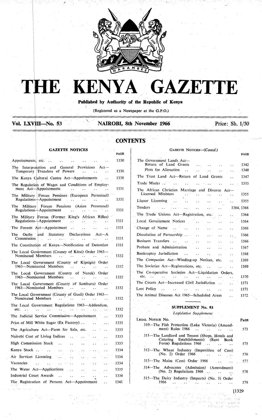 KENYA GAZETTE I Published by Authority of the Republic of Kenya