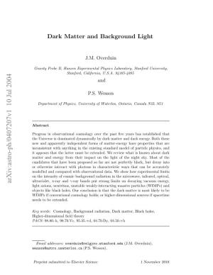Dark Matter and Background Light