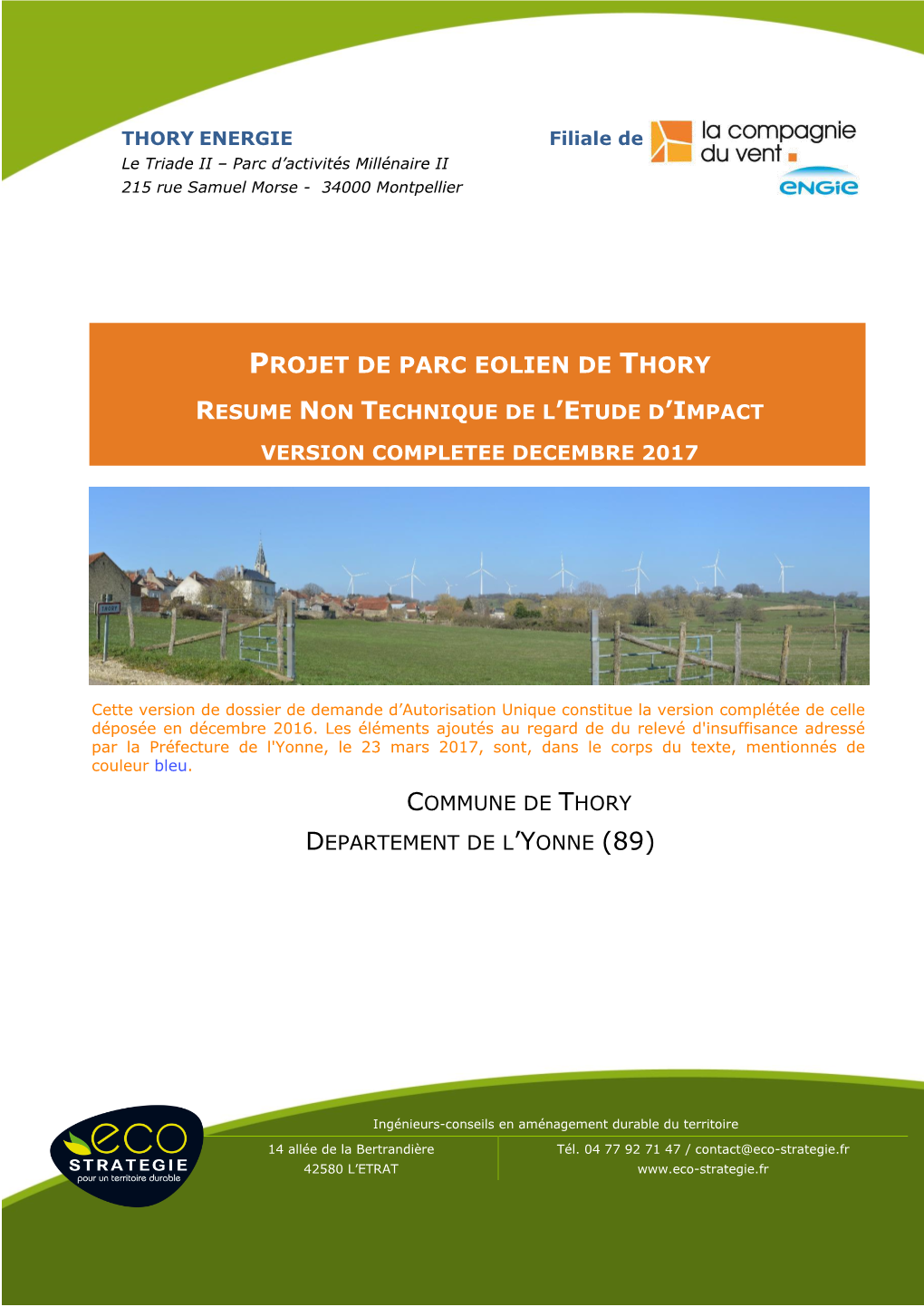 Projet De Parc Eolien De Thory