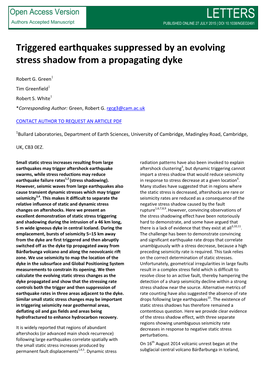 Triggered Earthquakes Suppressed by an Evolving Stress Shadow from a Propagating Dyke