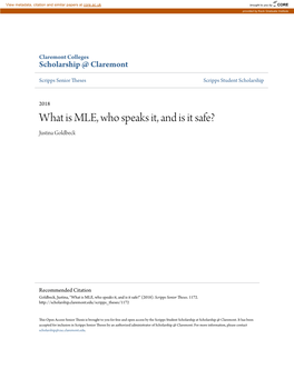 What Is MLE, Who Speaks It, and Is It Safe? Justina Goldbeck