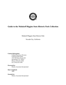 Guide to the Malakoff Diggins State Historic Park Collection