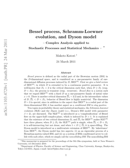 Bessel Process, Schramm-Loewner Evolution, and Dyson Model