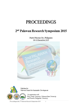 Proceedingsof the 2Nd Palawan Research Symposium 2015 I
