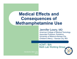 Medical Effects and Consequences of Methamphetamine Use