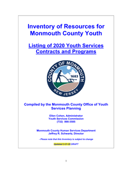 2020 Inventory of Resources for Monmouth County Youth