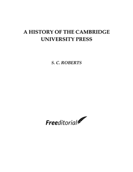 A History of the Cambridge University Press