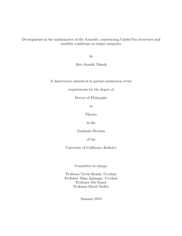 Developments in the Mathematics of the A-Model: Constructing Calabi-Yau Structures and Stability Conditions on Target Categories