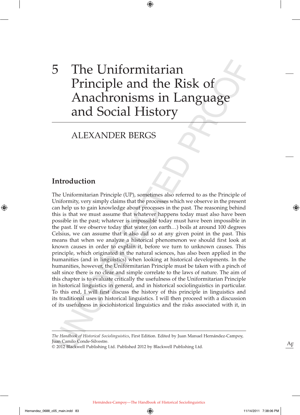 5 the Uniformitarian Principle and the Risk of Anachronisms in Language and Social History