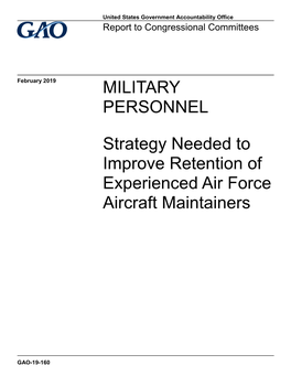 GAO-19-160, MILITARY PERSONNEL: Strategy Needed to Improve