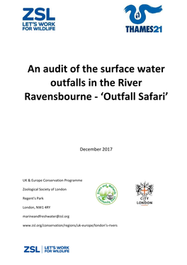 An Audit of the Surface Water Outfalls in the River Ravensbourne - ‘Outfall Safari’