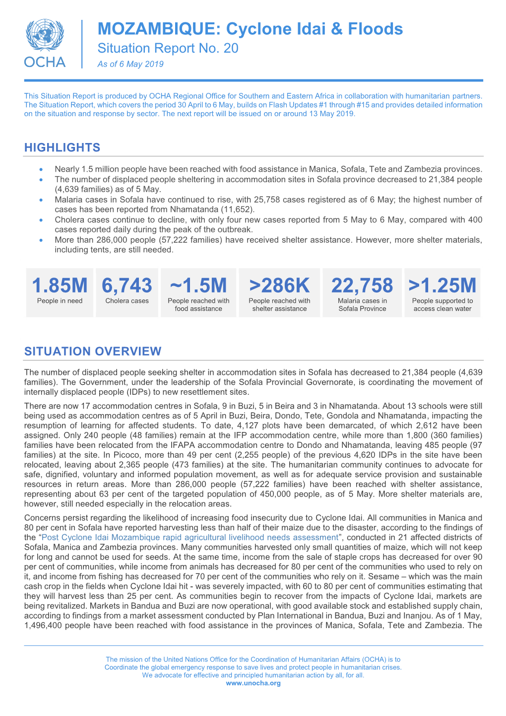 MOZAMBIQUE: Cyclone Idai & Floods