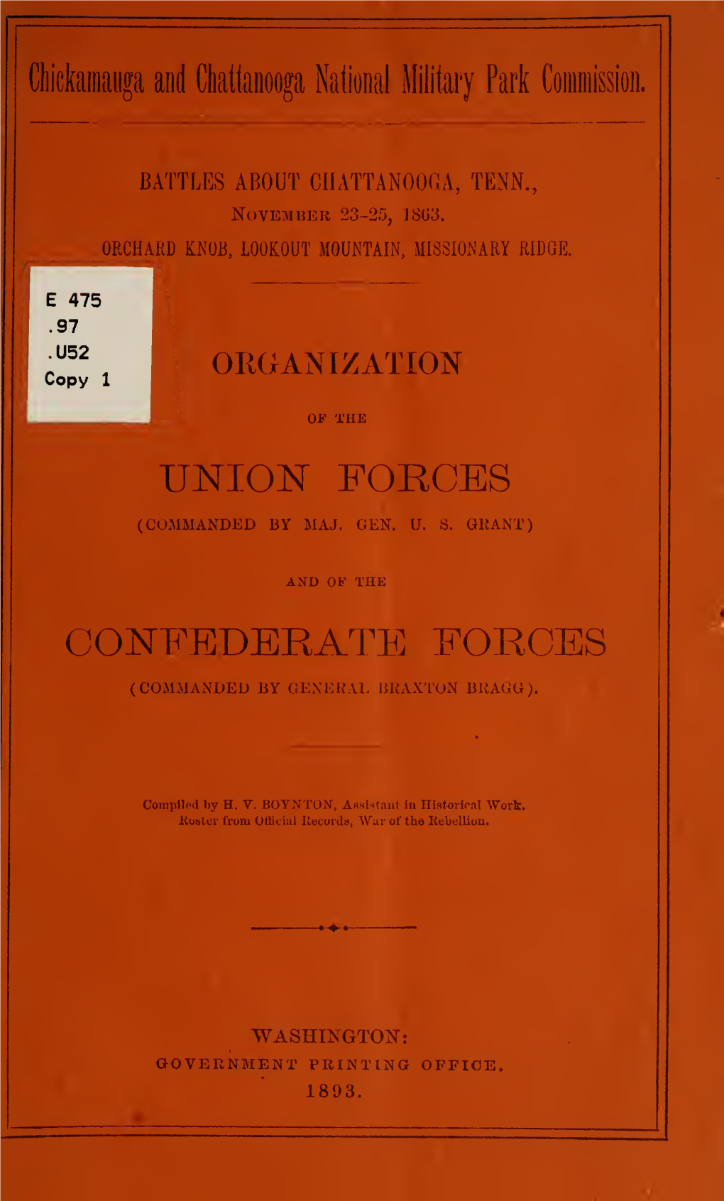 Battles About Chattanooga, Tenn., November 23-25, 1863