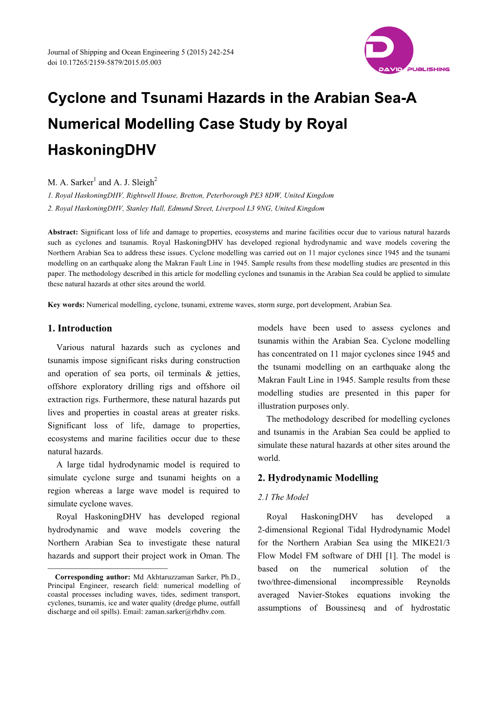 Cyclone and Tsunami Hazards in the Arabian Sea-A Numerical Modelling Case Study by Royal Haskoningdhv