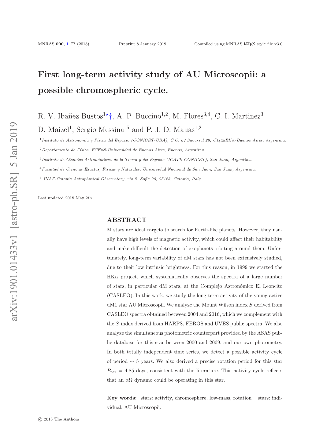 First Long-Term Activity Study of AU Microscopii: a Possible