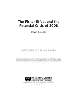 The Fisher Effect and the Financial Crisis of 2008