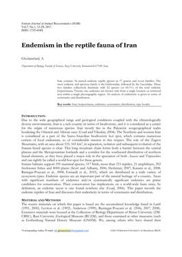 Endemism in the Reptile Fauna of Iran