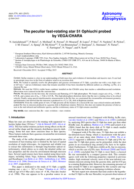 The Peculiar Fast-Rotating Star 51 Ophiuchi Probed by VEGA/CHARA