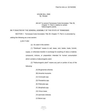 Filed for Intro on 02/16/2006 HOUSE BILL 2909 by Strader an ACT To