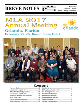 MLA 2017 Annual Meeting Orlando, Florida February 22-26, Rosen Plaza Hotel Baker
