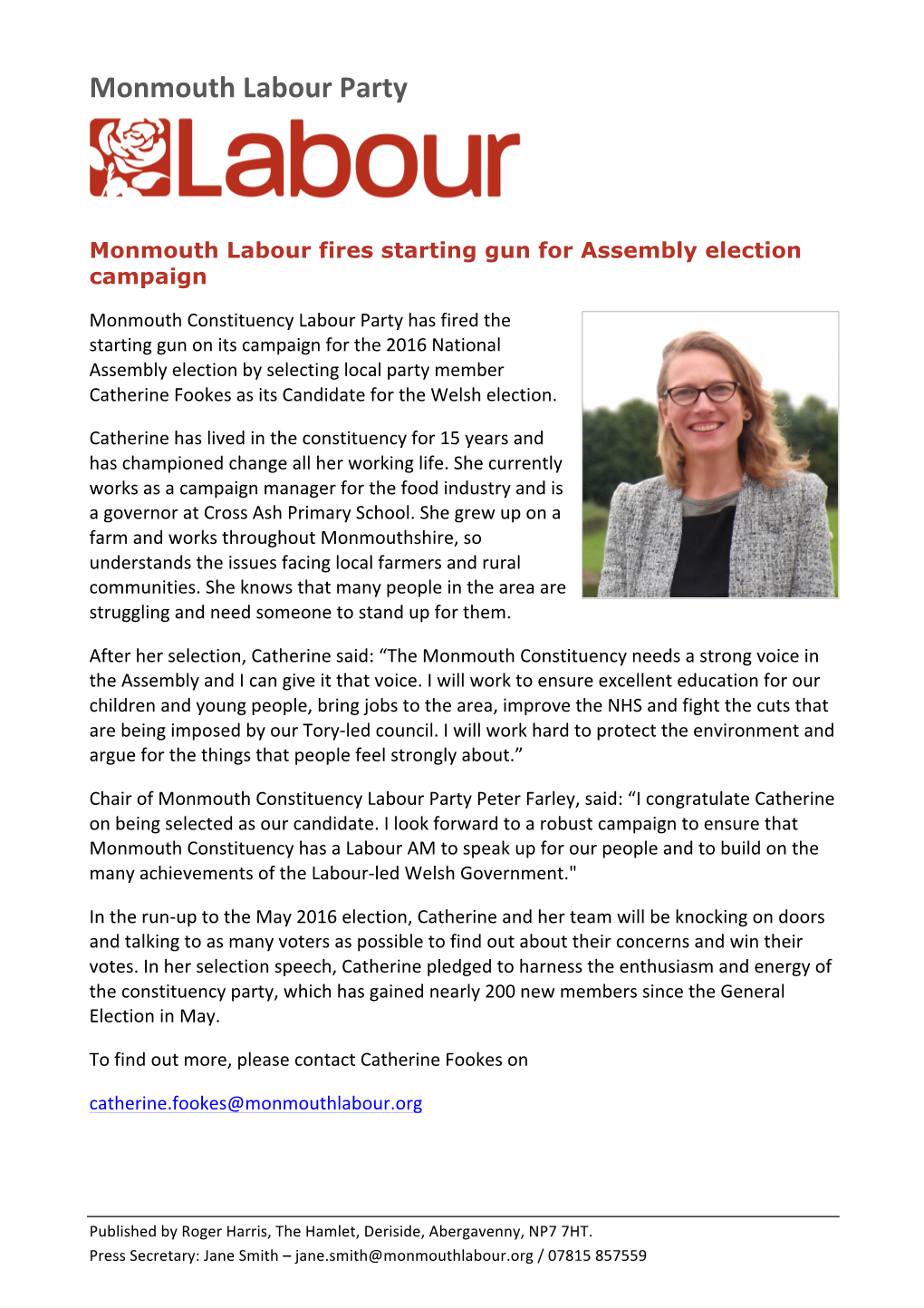 Monmouth Labour Selects Assembly Candidate