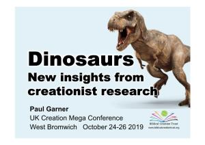 Dinosaurs New Insights from Creationist Research