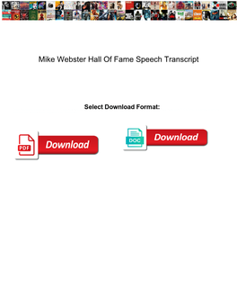 Mike Webster Hall of Fame Speech Transcript