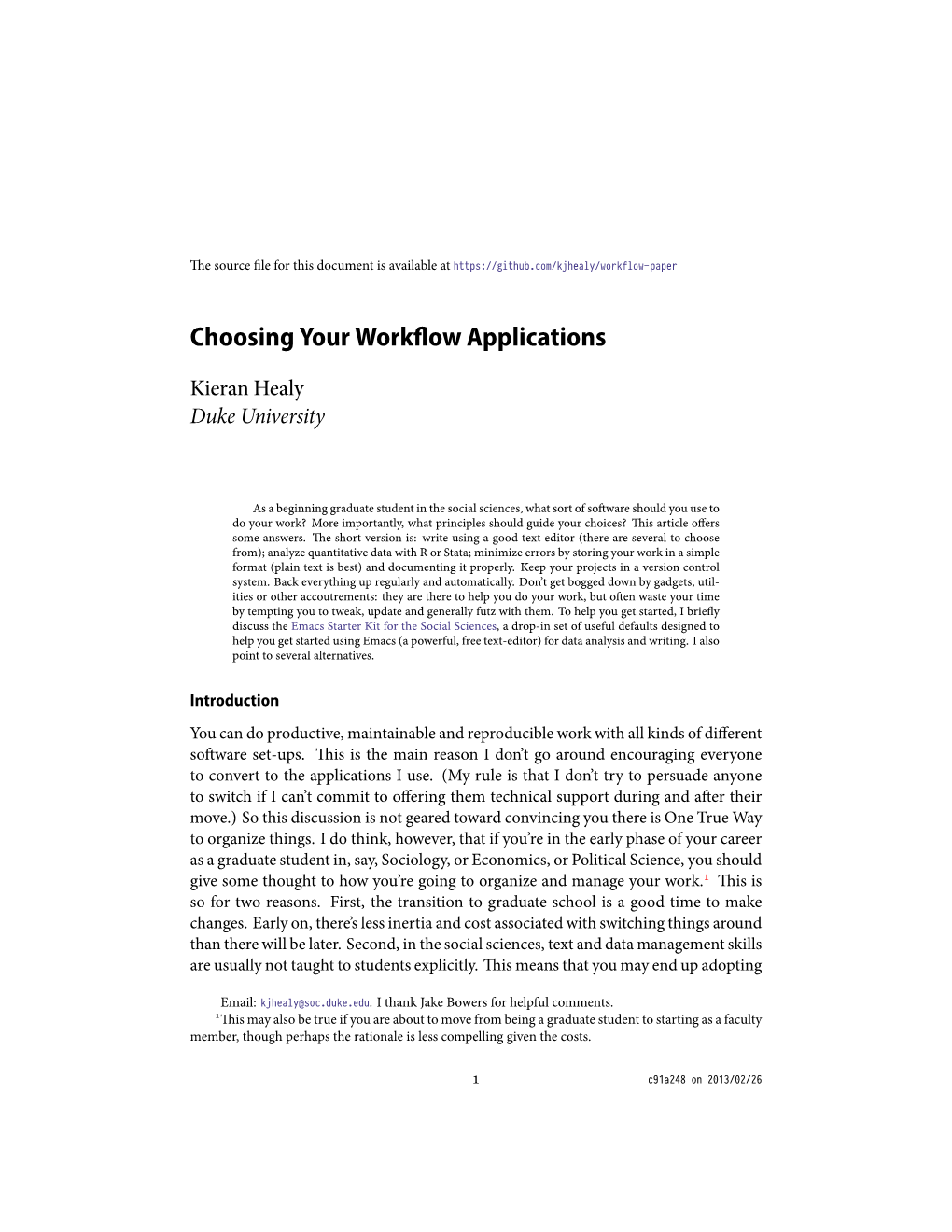 Choosing Your Work Ow Applications