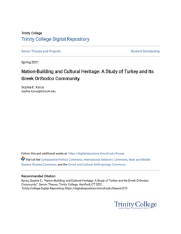 Nation-Building and Cultural Heritage: a Study of Turkey and Its Greek Orthodox Community