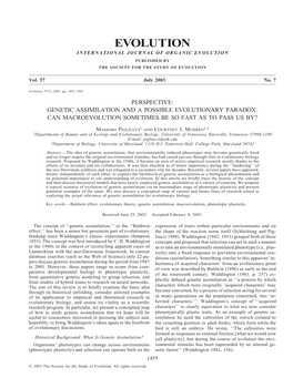 Genetic Assimilation and a Possible Evolutionary Paradox: Can Macroevolution Sometimes Be So Fast As to Pass Us By?