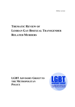 Thematic Review of Lesbian Gay Bisexual Transgender Related Murders