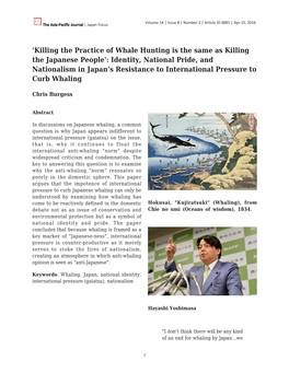 'Killing the Practice of Whale Hunting Is the Same As Killing the Japanese