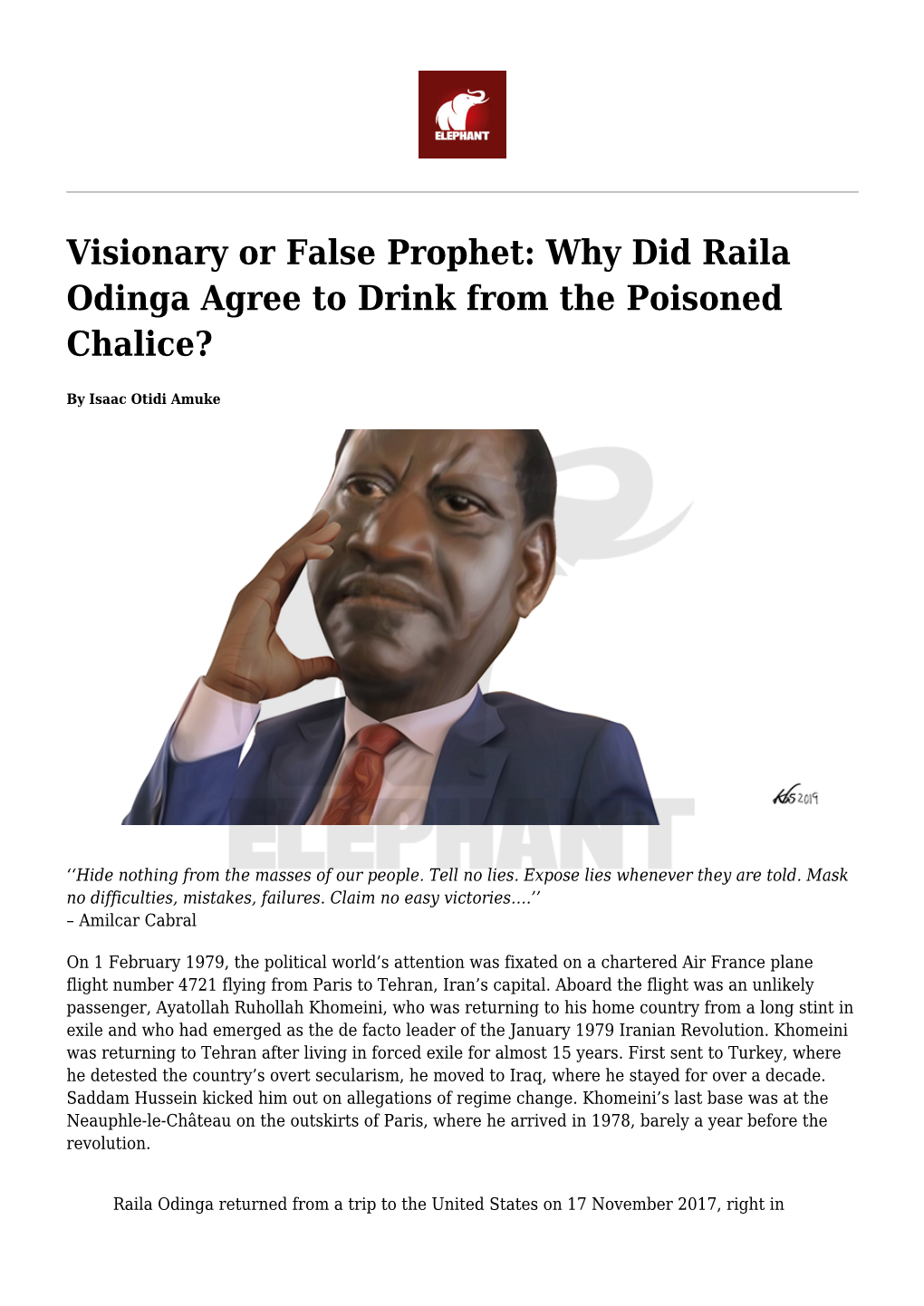 Why Did Raila Odinga Agree to Drink from the Poisoned Chalice?