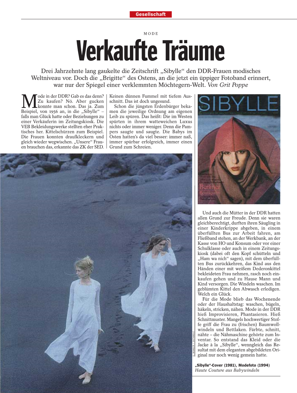 Verkaufte Träume Drei Jahrzehnte Lang Gaukelte Die Zeitschrift „Sibylle“ Den DDR-Frauen Modisches Weltniveau Vor