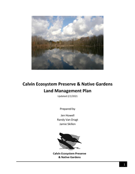 Calvin Ecosystem Preserve & Native Gardens Land Management Plan