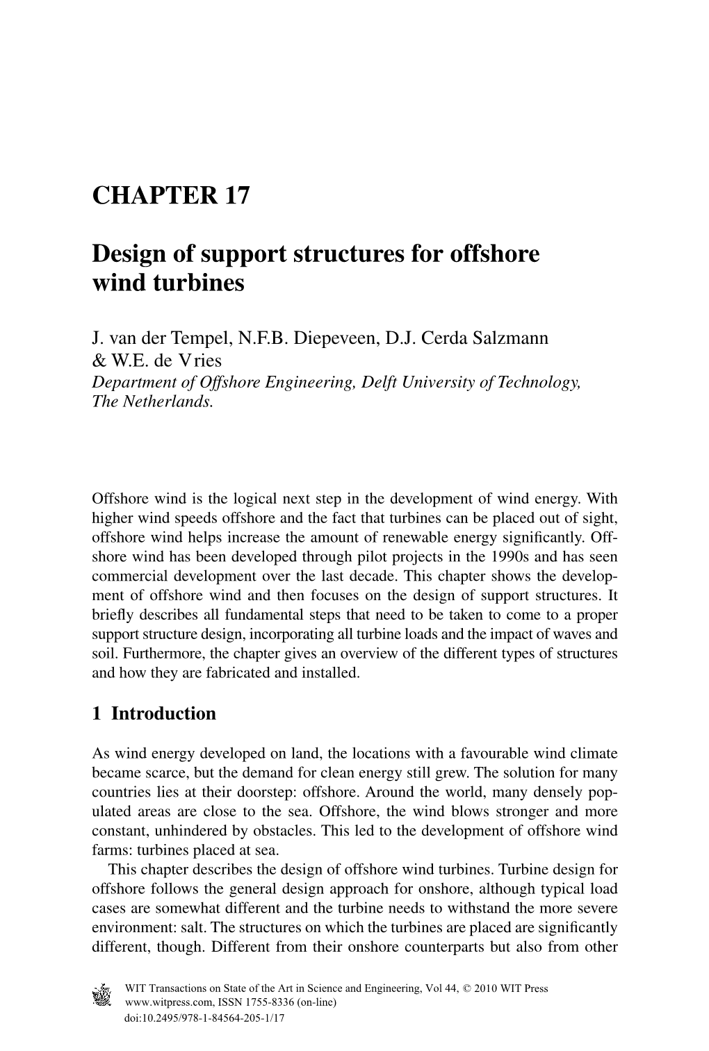 CHAPTER 17 Design of Support Structures for Offshore Wind Turbines
