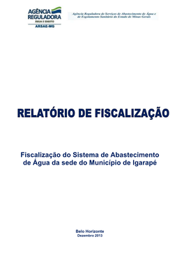 Fiscalização Do Sistema De Abastecimento De Água Da Sede Do Município De Igarapé