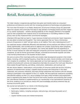 Retail, Restaurant, & Consumer