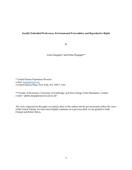 Socially Embedded Preferences, Environmental Externalities, and Reproductive Rights
