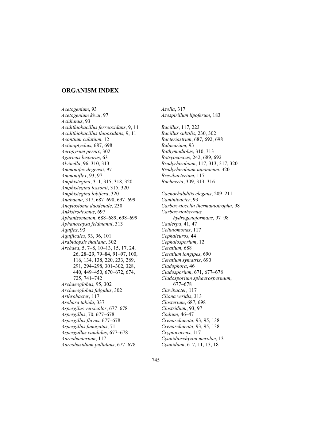 Organism Index