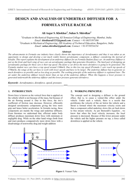 Design and Analysis of Undertray Diffuser for a Formula Style Racecar
